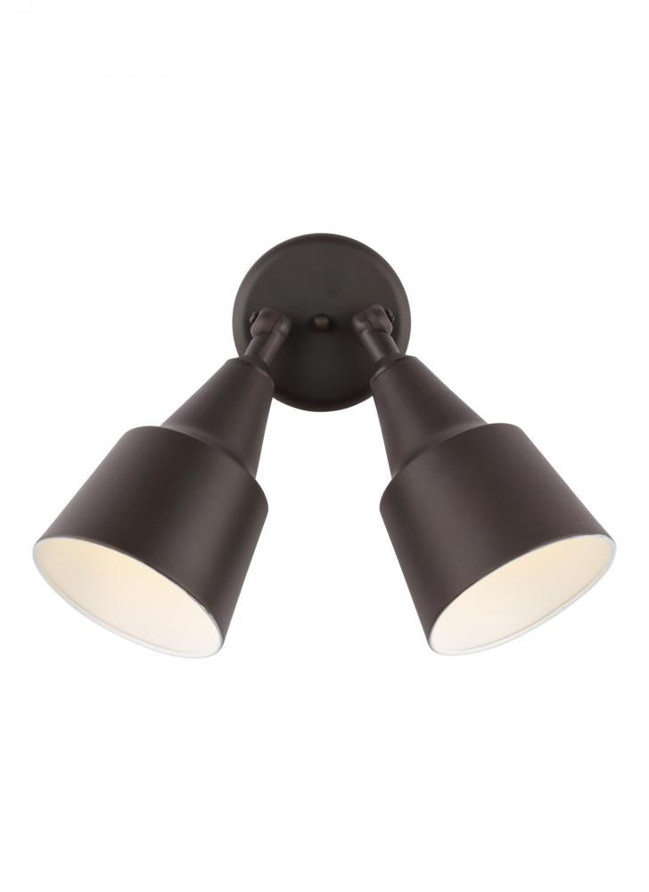Generation Lighting 8560702-71 Flood Light traditional 2-light outdoor exterior adjustable swivel flood light in antique bronze fin