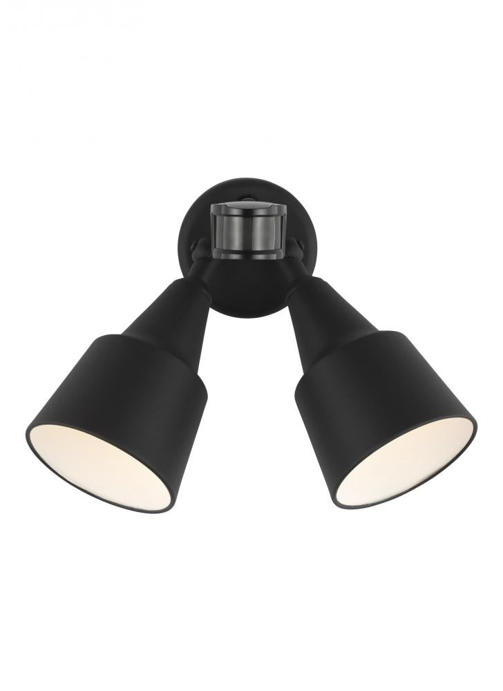 Generation Lighting 8560702PM-12 Flood Light traditional 2-light outdoor exterior flood with photo and motion sensor in black finish