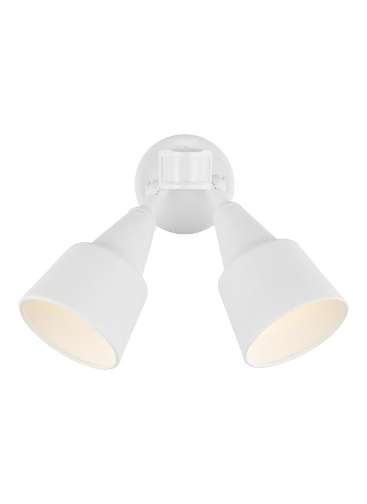 Generation Lighting 8560702PM-15 Flood Light traditional 2-light outdoor exterior flood with photo and motion sensor in white finish