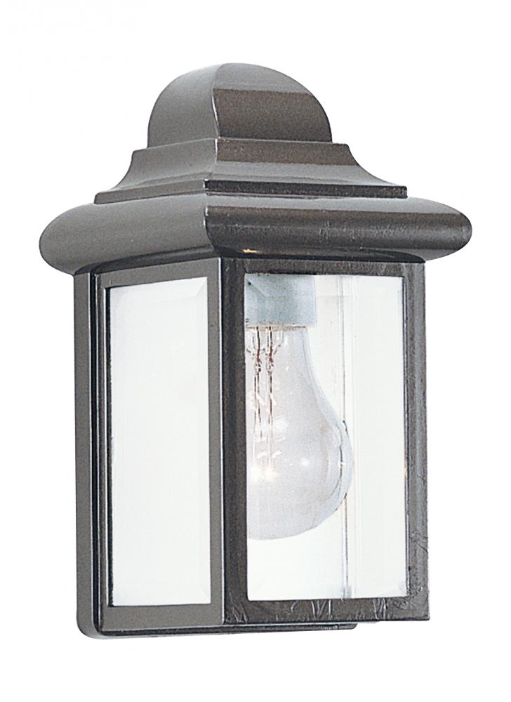 Generation Lighting 2443018 Mullberry Hill traditional 1-light outdoor exterior wall lantern sconce in bronze finish with clear