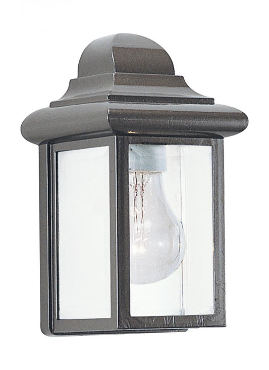 Generation Lighting 2443018 Mullberry Hill traditional 1-light outdoor exterior wall lantern sconce in bronze finish with clear