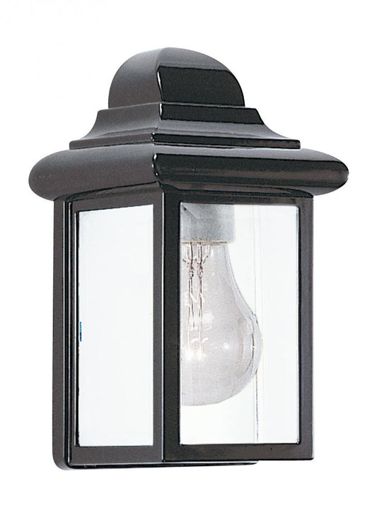 Generation Lighting 2443079 Mullberry Hill traditional 1-light outdoor exterior wall lantern sconce in black finish with clear b