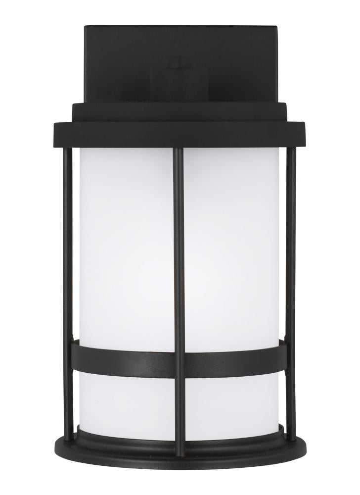 Generation Lighting 8590901DEN3-12 Wilburn modern 1-light LED outdoor exterior Dark Sky compliant small wall lantern sconce in black fi