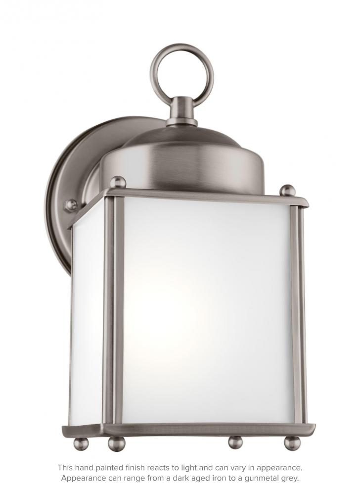 Generation Lighting 8592001EN3-965 New Castle traditional 1-light LED outdoor exterior wall lantern sconce in antique brushed nickel si