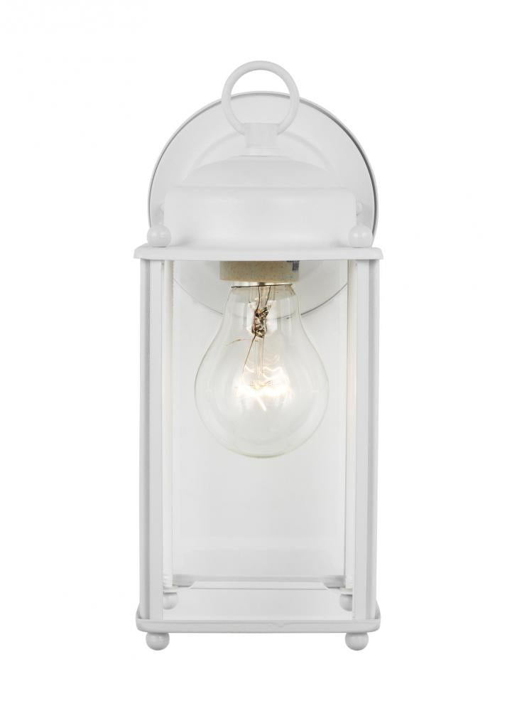 Generation Lighting 8593-15 New Castle traditional 1-light outdoor exterior large wall lantern sconce in white finish with clear