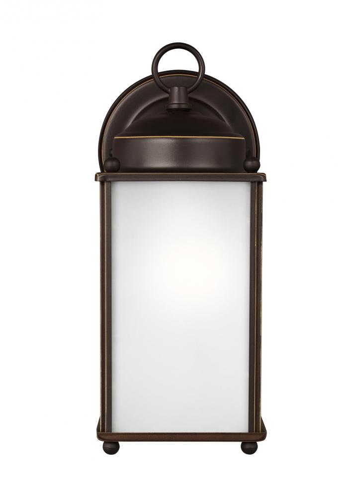 Generation Lighting 8593001-71 New Castle traditional 1-light outdoor exterior large wall lantern sconce in antique bronze finish w
