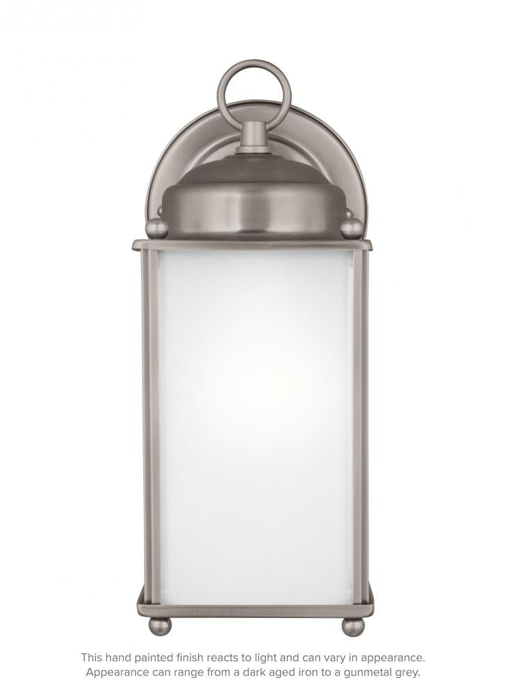 Generation Lighting 8593001-965 New Castle traditional 1-light outdoor exterior large wall lantern sconce in antique brushed nickel