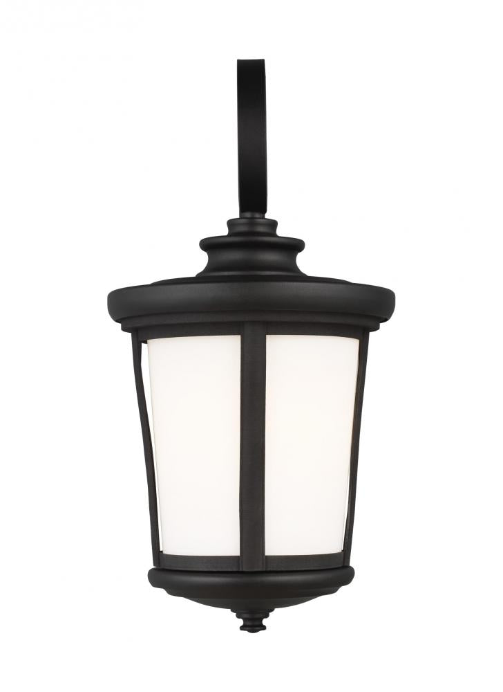 Generation Lighting 8619301EN3-12 Eddington modern 1-light LED outdoor exterior medium wall lantern sconce in black finish with cased