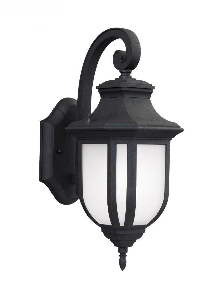 Generation Lighting 8636301-12 Childress traditional 1-light outdoor exterior medium wall lantern sconce in black finish with satin