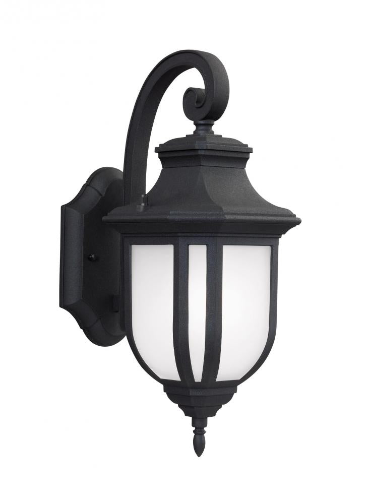 Generation Lighting 8636301EN3-12 Childress traditional 1-light LED outdoor exterior medium wall lantern sconce in black finish with s