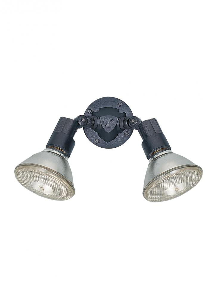 Generation Lighting 2462801 Flood Light traditional 2-light outdoor exterior adjustable swivel flood light in black finish