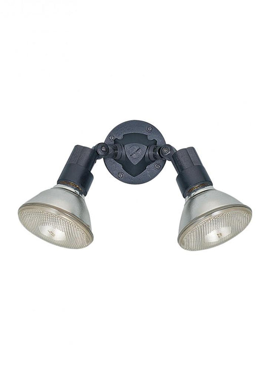 Generation Lighting 2462801 Flood Light traditional 2-light outdoor exterior adjustable swivel flood light in black finish