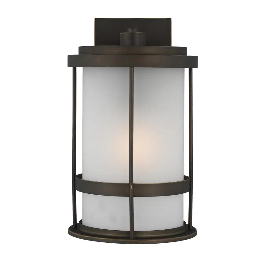 Generation Lighting 8690901EN3-71 Wilburn modern 1-light LED outdoor exterior medium wall lantern sconce in antique bronze finish with