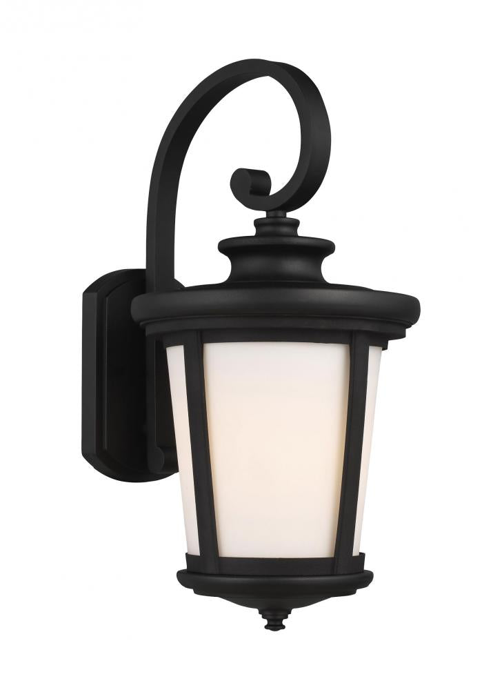 Generation Lighting 8719301EN3-12 Eddington modern 1-light LED outdoor exterior large wall lantern sconce in black finish with cased o