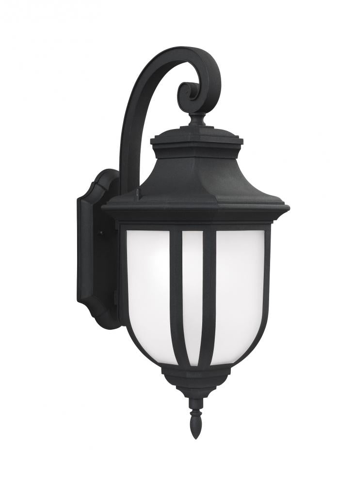 Generation Lighting 8736301EN3-12 Childress traditional 1-light LED outdoor exterior large wall lantern sconce in black finish with sa