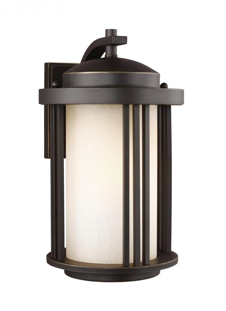 Generation Lighting 8747901-71 Crowell contemporary 1-light outdoor exterior medium wall lantern sconce in antique bronze finish wi