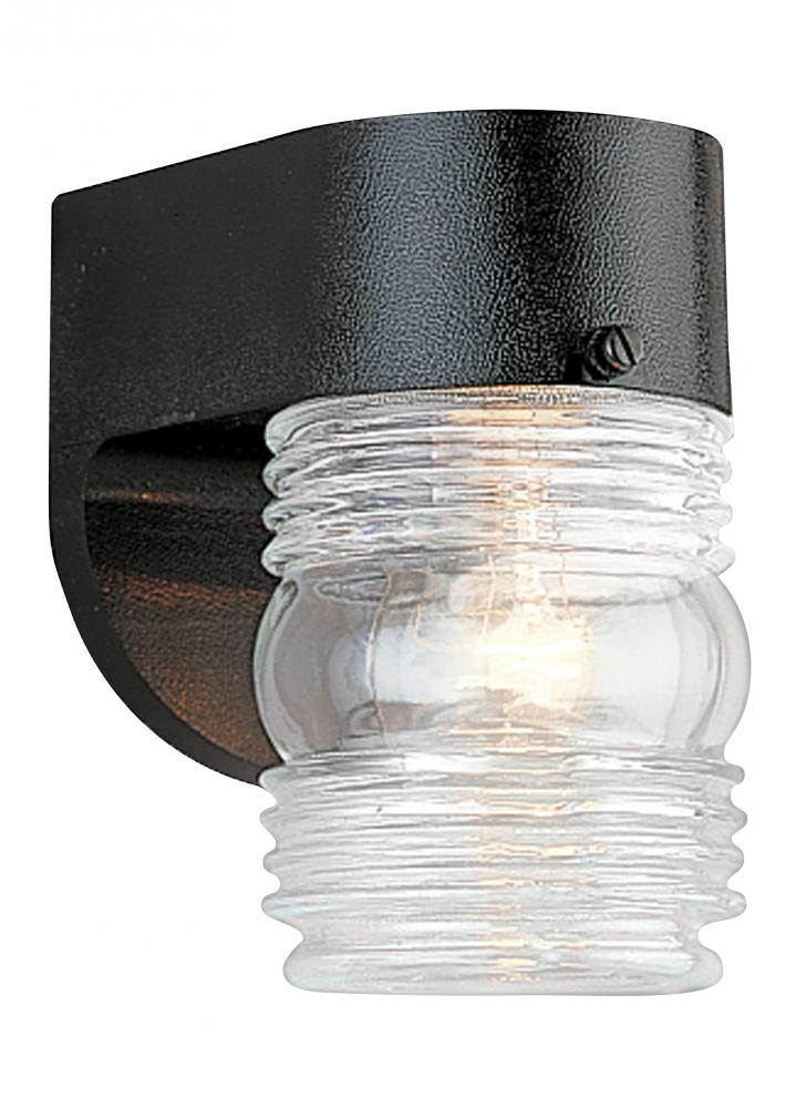 Generation Lighting 2502247 Outdoor Wall traditional 1-light outdoor exterior large wall lantern sconce in black finish with cle
