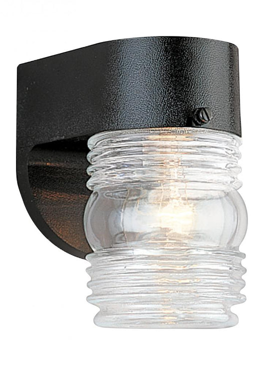 Generation Lighting 2502247 Outdoor Wall traditional 1-light outdoor exterior large wall lantern sconce in black finish with cle