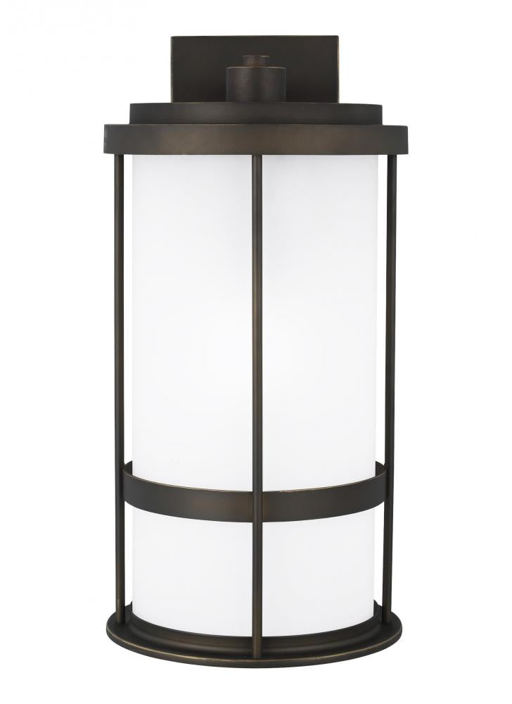 Generation Lighting 8790901DEN3-71 Wilburn modern 1-light LED outdoor exterior Dark Sky compliant large wall lantern sconce in antique
