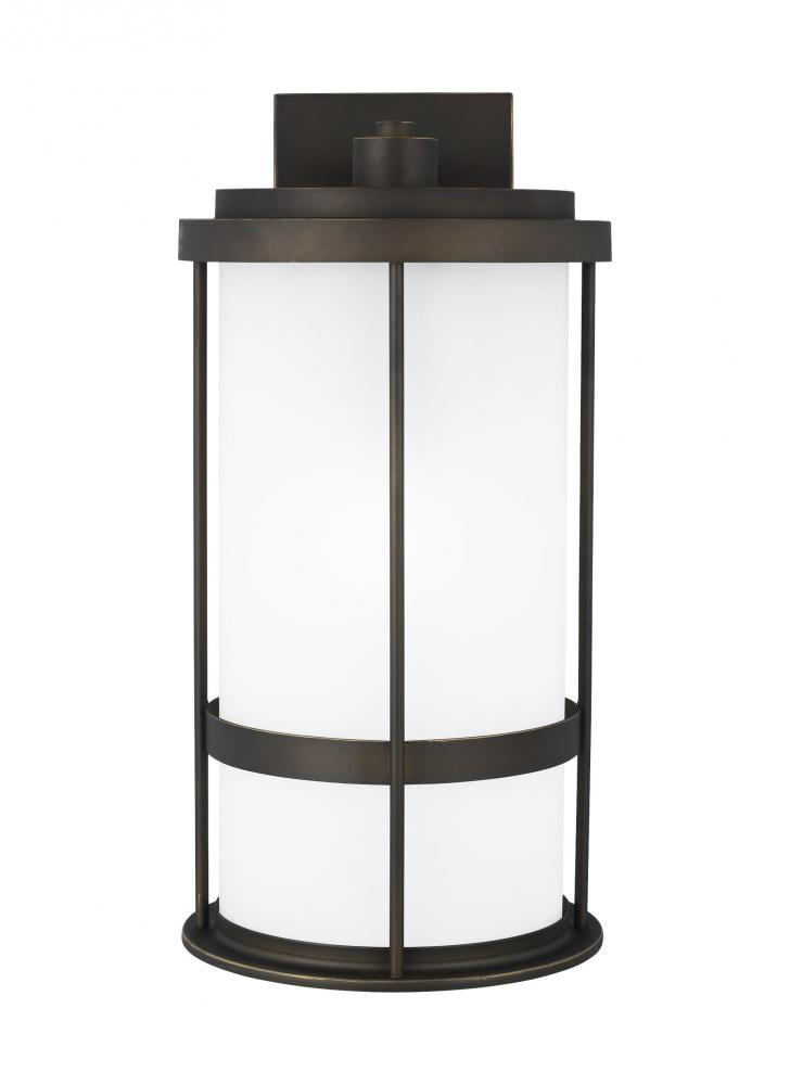 Generation Lighting 8790901EN3-71 Wilburn modern 1-light LED outdoor exterior large wall lantern sconce in antique bronze finish with