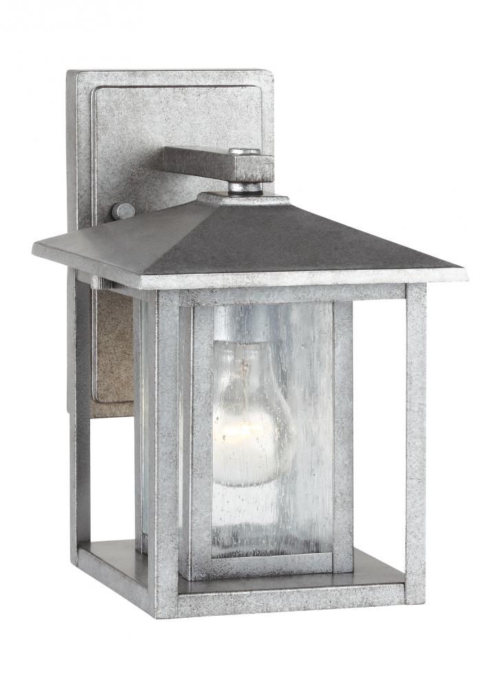 Generation Lighting 88025-57 Hunnington contemporary 1-light outdoor exterior small wall lantern in weathered pewter grey finish