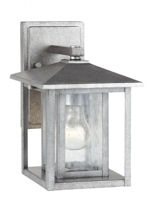 Generation Lighting 88025-57 Hunnington contemporary 1-light outdoor exterior small wall lantern in weathered pewter grey finish
