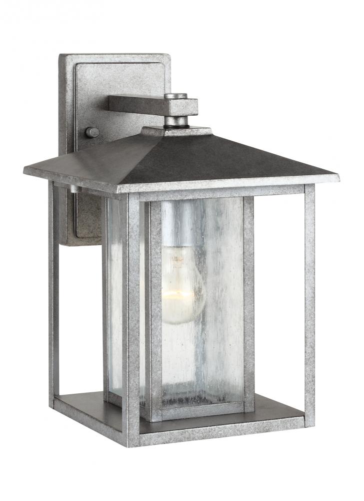 Generation Lighting 88027-57 Hunnington contemporary 1-light outdoor exterior medium wall lantern in weathered pewter grey finish