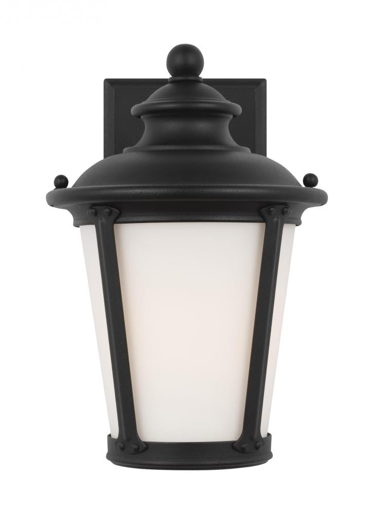 Generation Lighting 88240-12 Cape May traditional 1-light outdoor exterior small wall lantern sconce in black finish with etched
