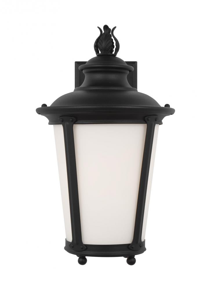 Generation Lighting 88241EN3-12 Cape May traditional 1-light LED outdoor exterior medium wall lantern sconce in black finish with et