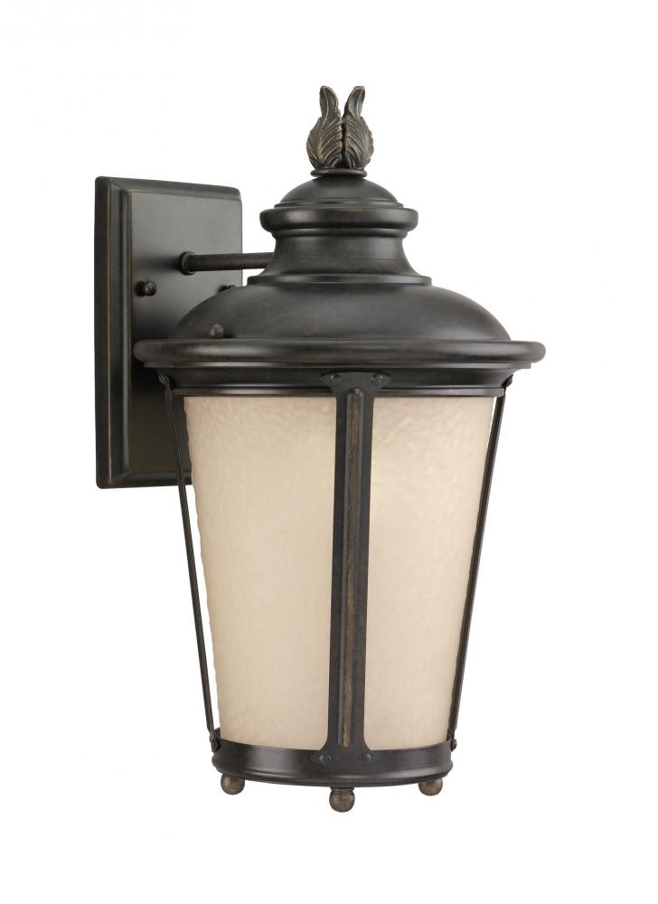 Generation Lighting 88241EN3-780 Cape May traditional 1-light LED outdoor exterior medium wall lantern sconce in burled iron grey fin
