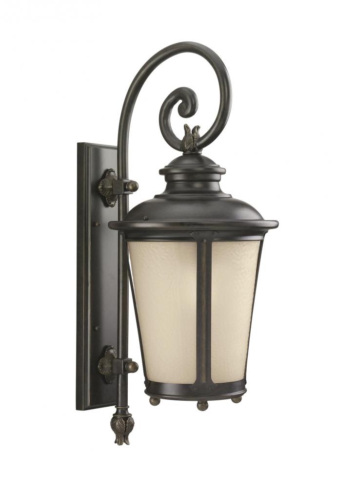 Generation Lighting 88242-780 Cape May traditional 1-light outdoor exterior large wall lantern sconce in burled iron grey finish w