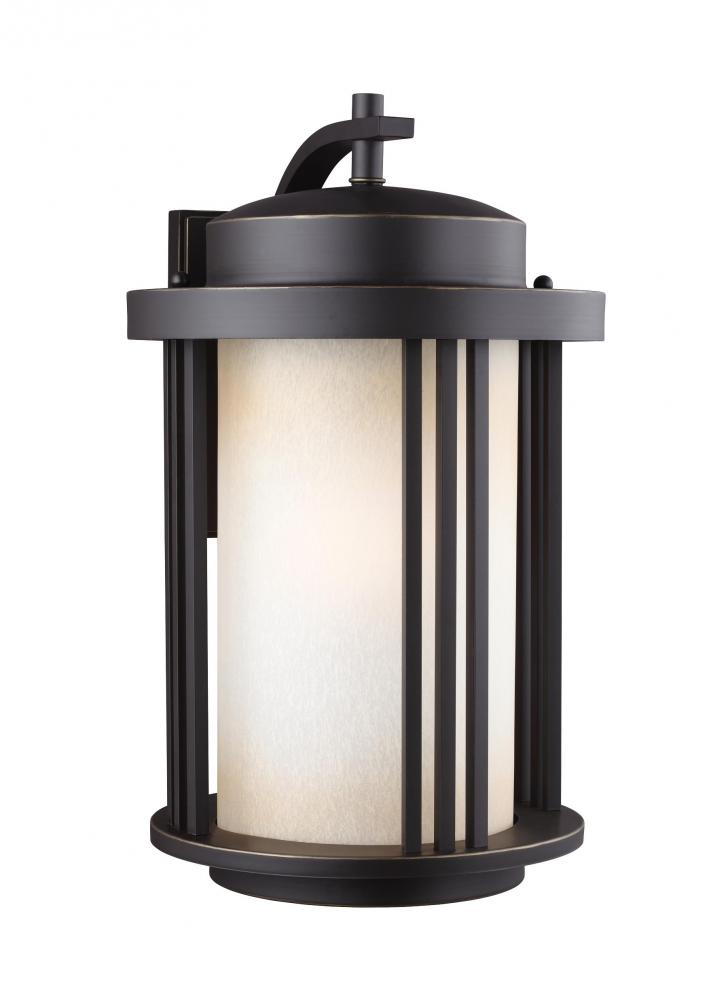 Generation Lighting 8847901-71 Crowell contemporary 1-light outdoor exterior large wall lantern sconce in antique bronze finish wit