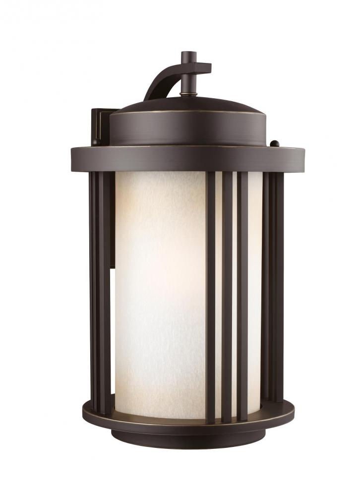 Generation Lighting 8847901DEN3-71 Crowell contemporary 1-light LED outdoor exterior large wall lantern sconce in antique bronze finish