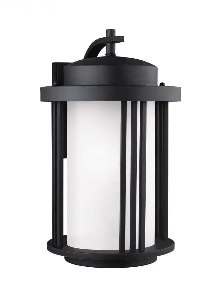 Generation Lighting 8847901EN3-12 Crowell contemporary 1-light LED outdoor exterior large wall lantern sconce in black finish with sat