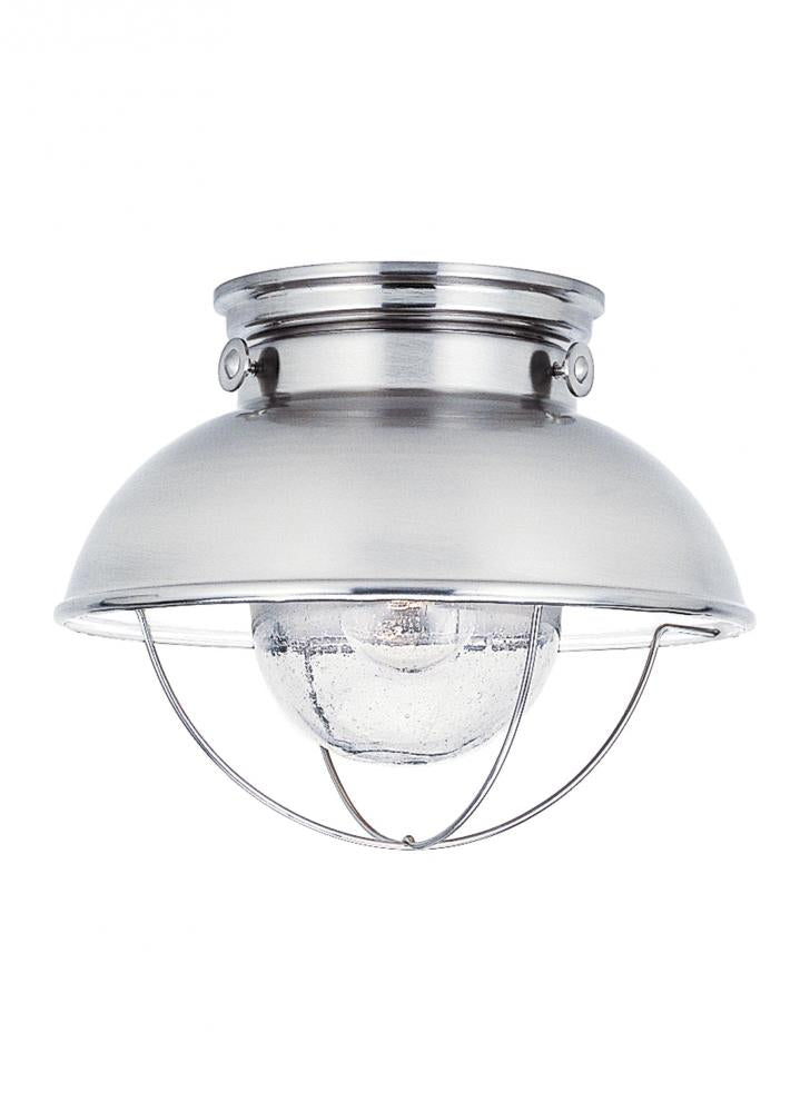Generation Lighting 8869EN3-98 Sebring transitional 1-light LED outdoor exterior ceiling flush mount in brushed stainless silver fi