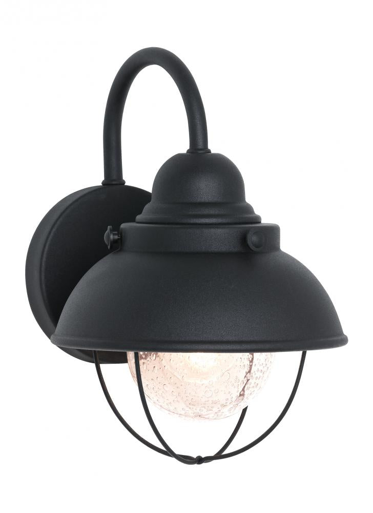 Generation Lighting 2546077 Sebring transitional 1-light outdoor exterior small wall lantern sconce in black finish with clear s