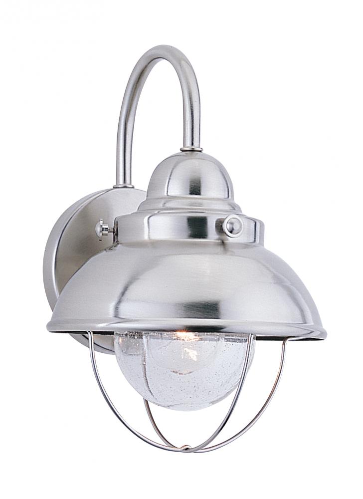 Generation Lighting 8870-98 Sebring transitional 1-light outdoor exterior small wall lantern sconce in brushed stainless silver