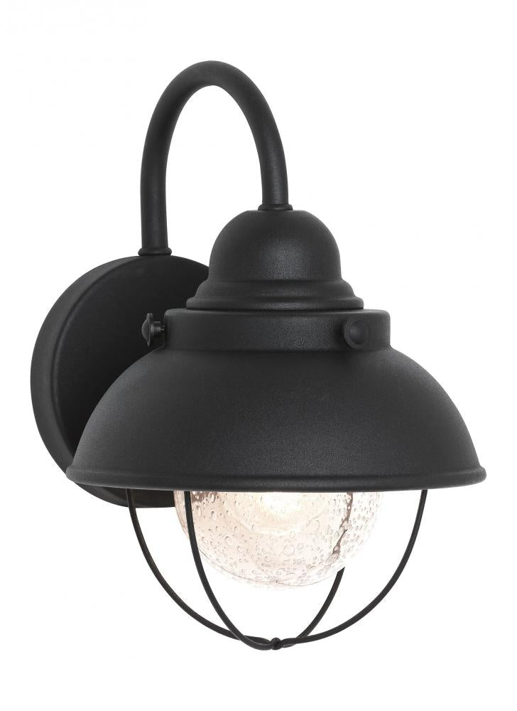 Generation Lighting 8870EN3-12 Sebring transitional 1-light LED outdoor exterior small wall lantern sconce in black finish with cle