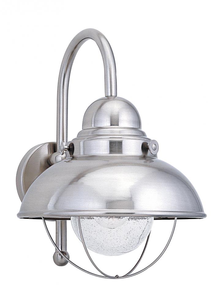 Generation Lighting 8871-98 Sebring transitional 1-light outdoor exterior large wall lantern sconce in brushed stainless silver