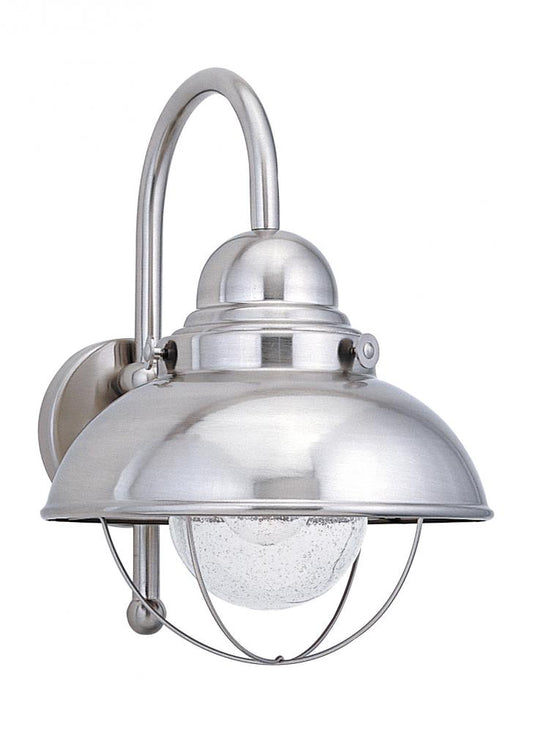 Generation Lighting 8871-98 Sebring transitional 1-light outdoor exterior large wall lantern sconce in brushed stainless silver