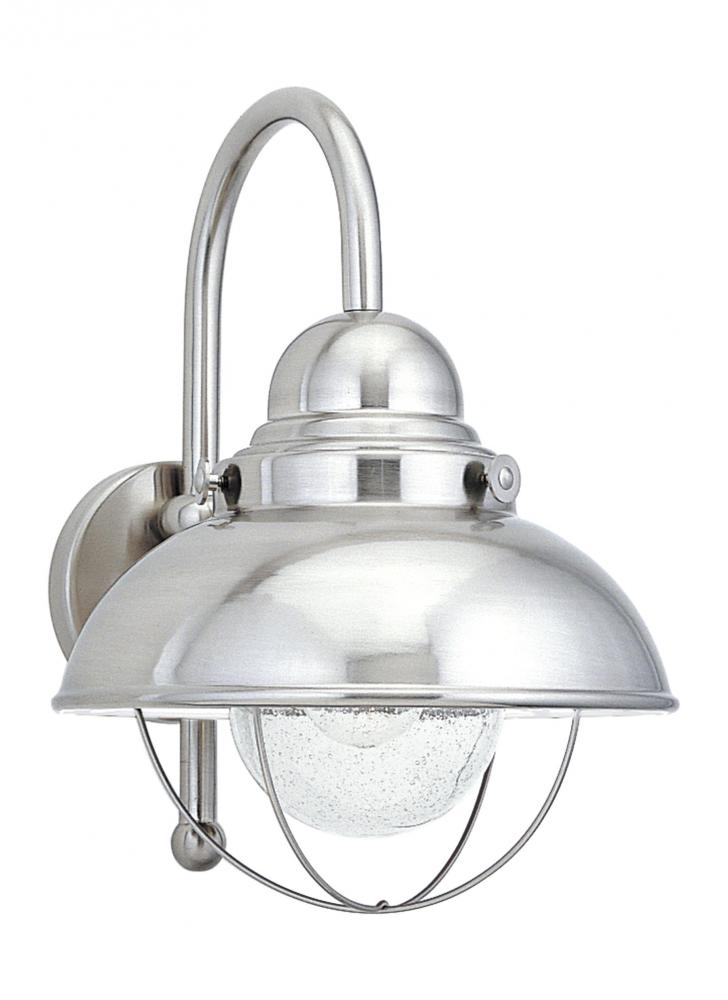 Generation Lighting 8871EN3-98 Sebring transitional 1-light LED outdoor exterior large wall lantern sconce in brushed stainless sil