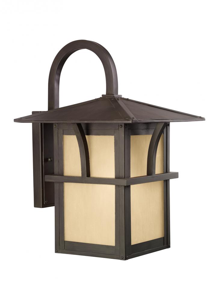 Generation Lighting 88882-51 Medford Lakes transitional 1-light outdoor exterior large wall lantern sconce in statuary bronze fin