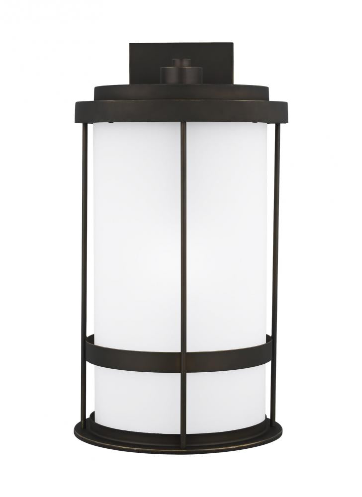 Generation Lighting 8890901-71 Wilburn modern 1-light outdoor exterior extra large wall lantern sconce in antique bronze finish wit