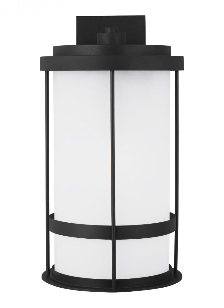 Generation Lighting 8890901D-12 Wilburn modern 1-light outdoor exterior Dark Sky compliant extra large wall lantern sconce in black