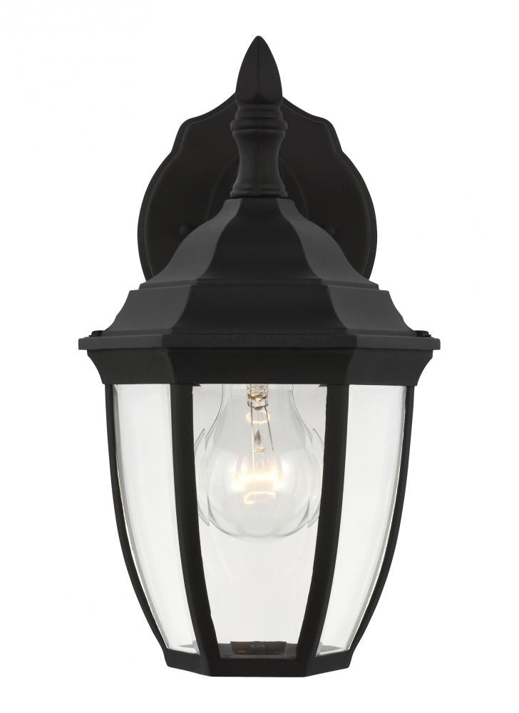 Generation Lighting 88936-12 Bakersville traditional 1-light outdoor exterior round small wall lantern sconce in black finish wit