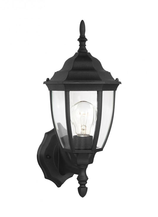 Generation Lighting 88940-12 Bakersville traditional 1-light outdoor exterior wall lantern in black finish with clear curved beve