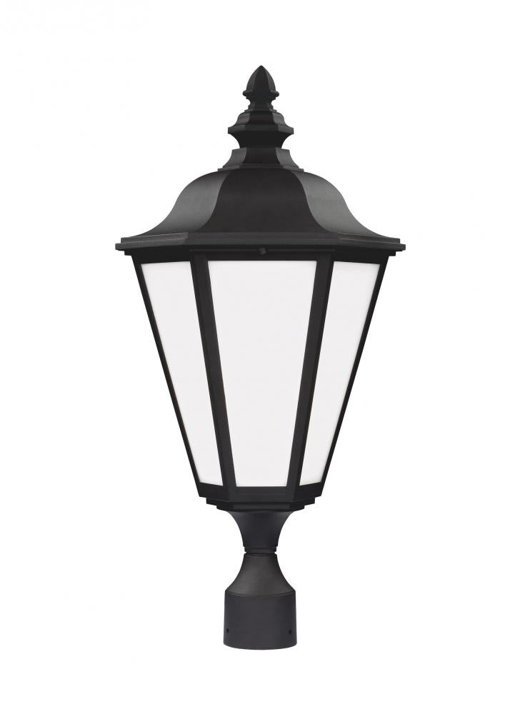 Generation Lighting 89025EN3-12 Brentwood traditional 1-light LED outdoor exterior post lantern in black finish with smooth white gl