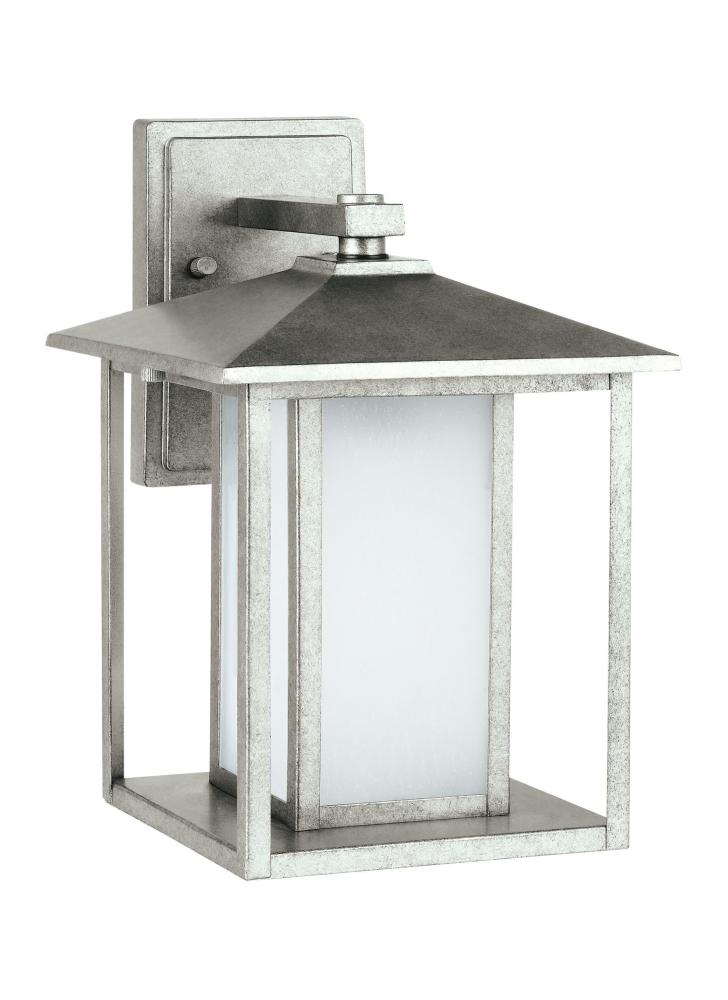 Generation Lighting 89031EN3-57 Hunnington contemporary 1-light LED outdoor exterior medium wall lantern in weathered pewter grey fi