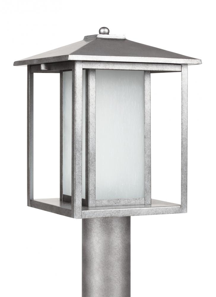 Generation Lighting 89129-57 Hunnington contemporary 1-light outdoor exterior post lantern in weathered pewter grey finish with e