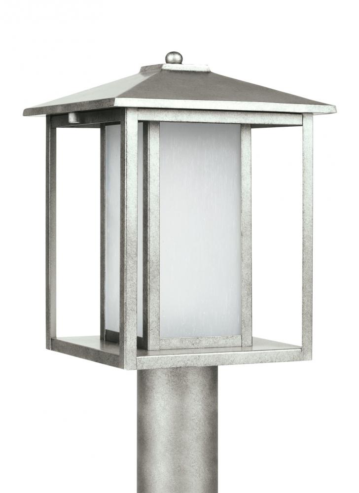 Generation Lighting 89129EN3-57 Hunnington contemporary 1-light LED outdoor exterior post lantern in weathered pewter grey finish wi